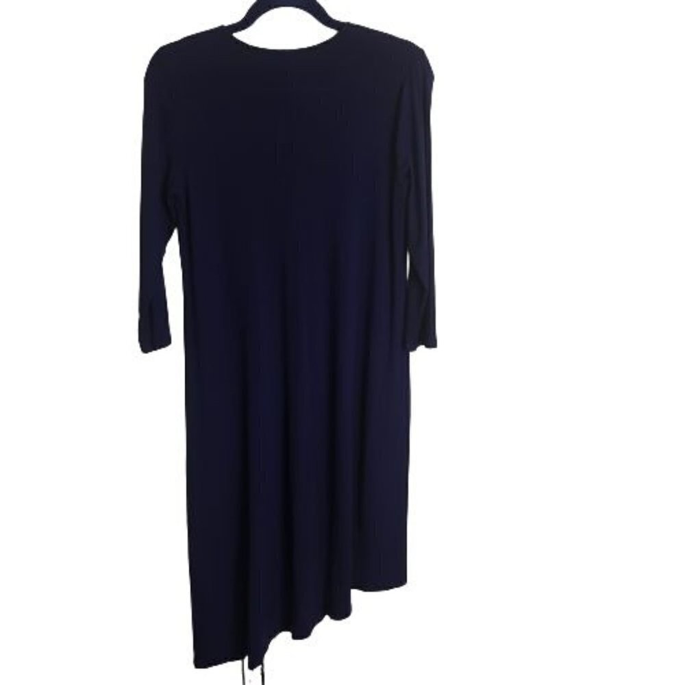 Eileen  Fisher Jersey Knit Asymmetric Hem V Neck Midi Dress Size S